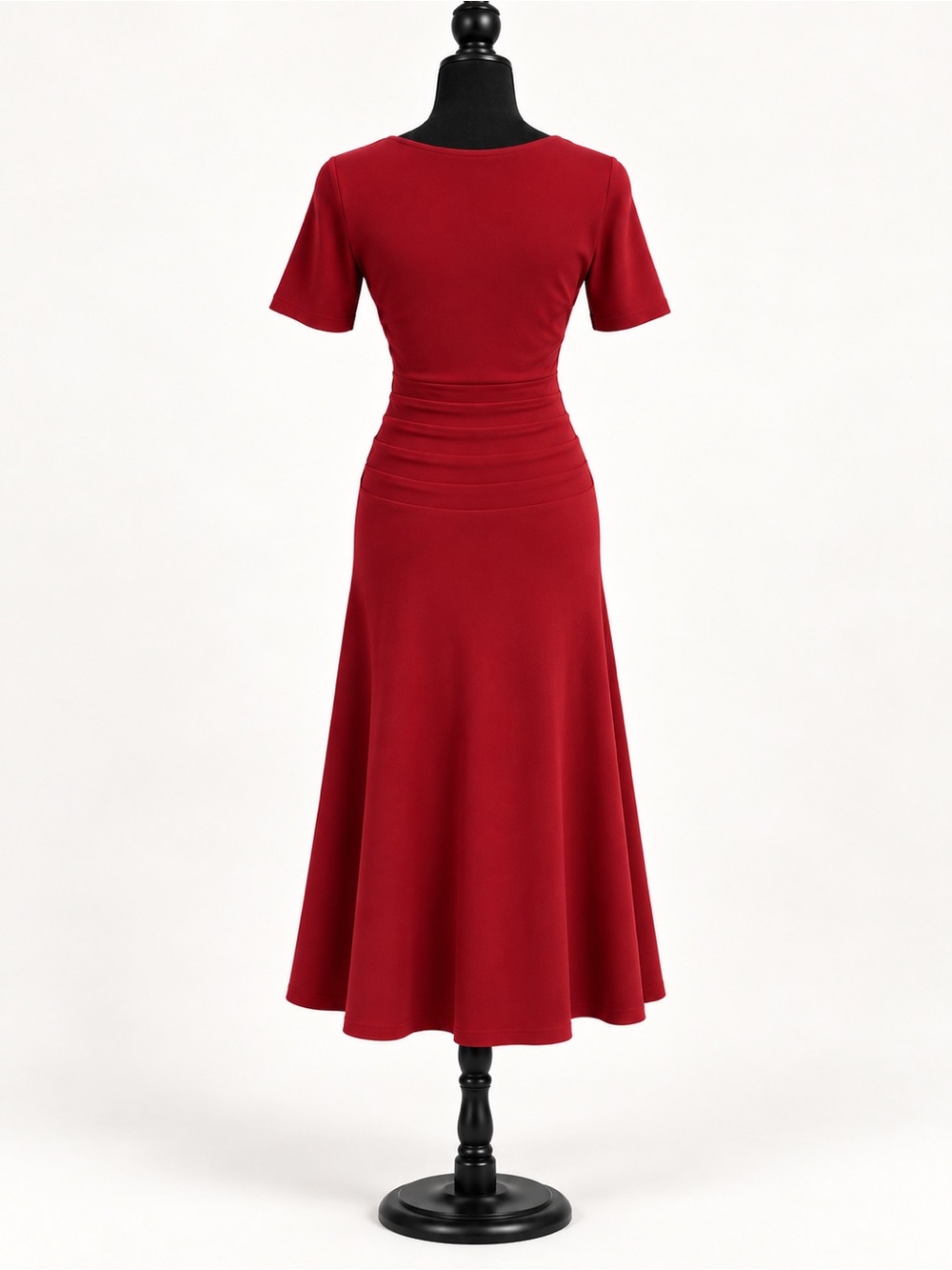 ANTONIO MELANI Red Short-Sleeve Fit-and-Flare Midi Dress